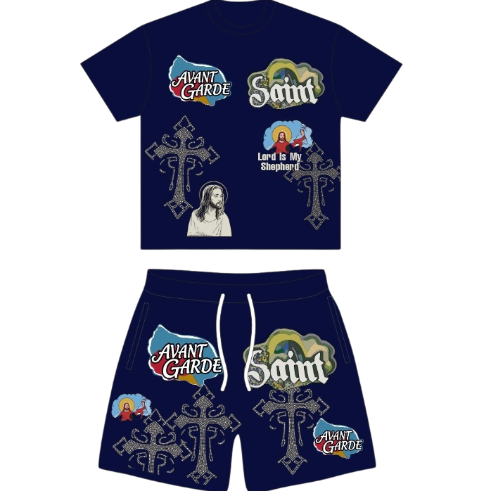 AVANT GARDE BLUE SAINT SHORT SET